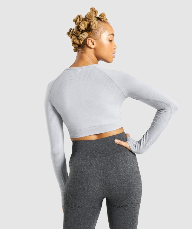 Light Grey Gymshark Vital Seamless 2.0 Crop Top Women's Sweatshirts | US-23FXPSO