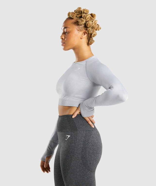 Light Grey Gymshark Vital Seamless 2.0 Crop Top Women's Sweatshirts | US-23FXPSO