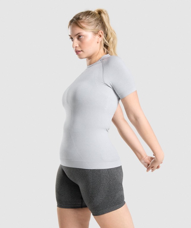 Light Grey Gymshark Vital Seamless 2.0 Women's T Shirts | US-86TSVPZ