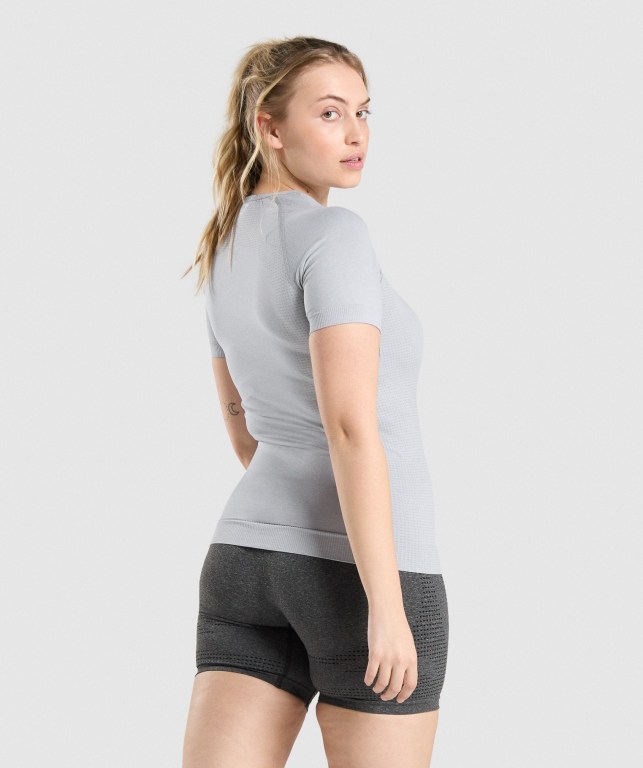 Light Grey Gymshark Vital Seamless 2.0 Women's T Shirts | US-86TSVPZ