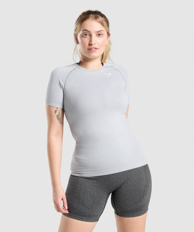 Light Grey Gymshark Vital Seamless 2.0 Women\'s T Shirts | US-86TSVPZ