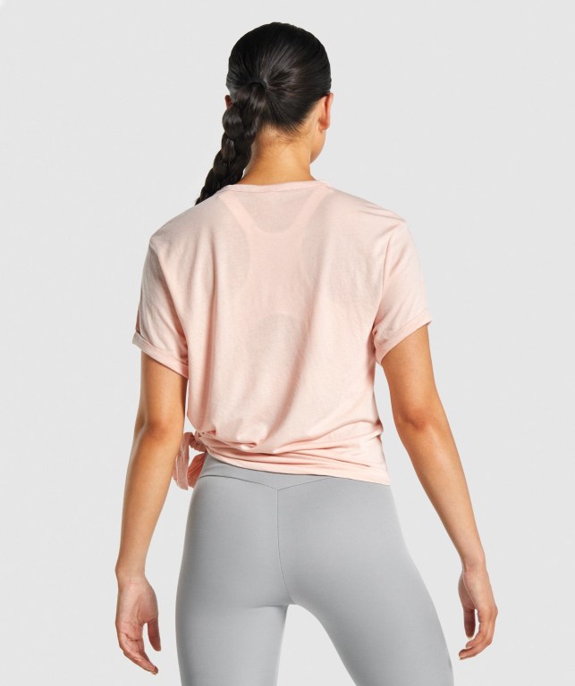 Light Pink Gymshark Essential Women's T Shirts | US-52KICQD