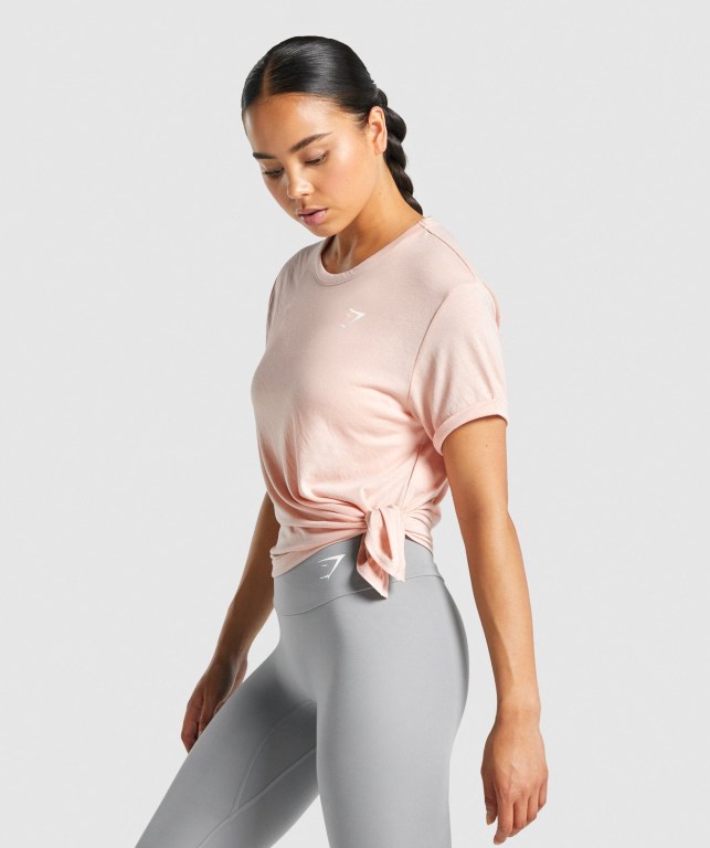 Light Pink Gymshark Essential Women's T Shirts | US-52KICQD