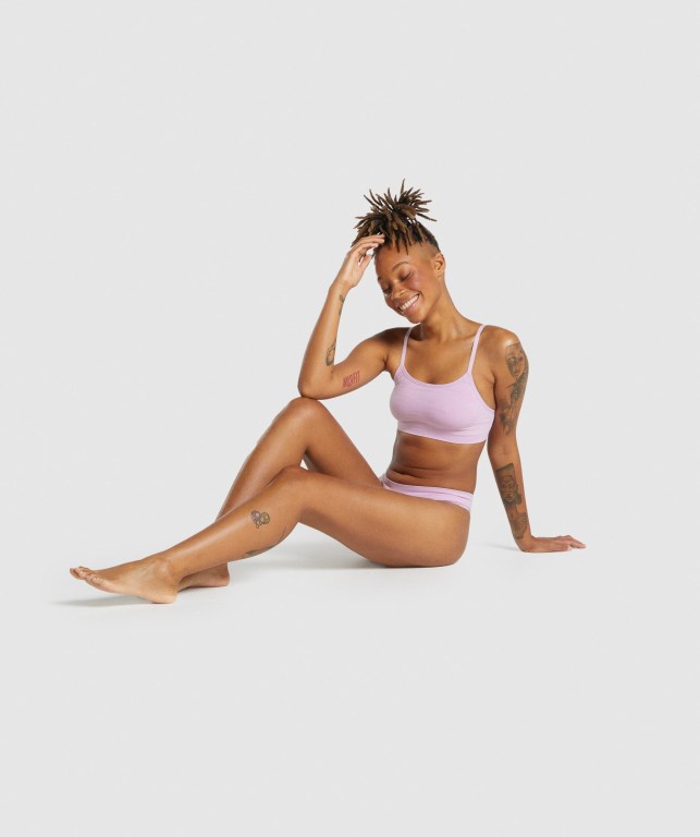 Light Pink Gymshark Seamless High Neck Bralette Women's Underwear | US-03WTJHN