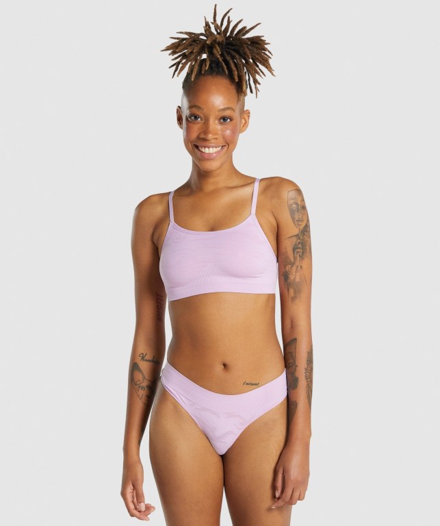 Light Pink Gymshark Seamless High Neck Bralette Women\'s Underwear | US-03WTJHN