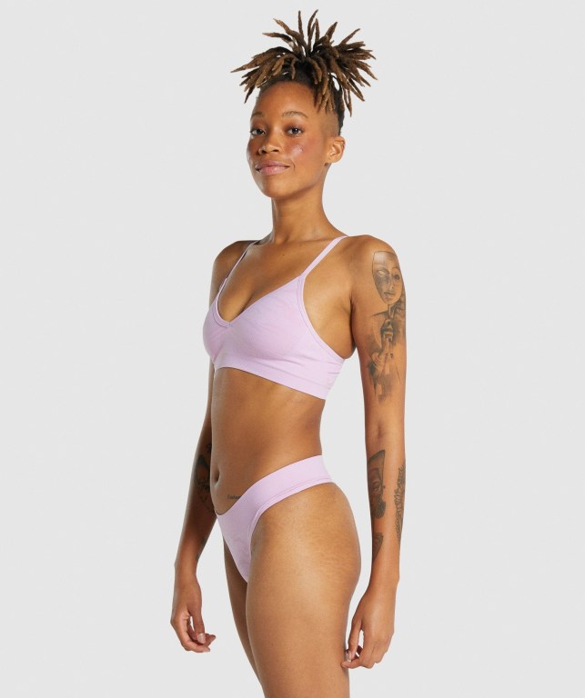 Light Pink Gymshark Seamless Low Neck Bralette Women's Underwear | US-63ATJUS