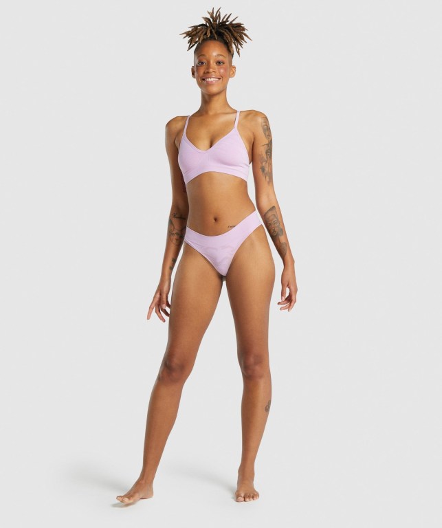 Light Pink Gymshark Seamless Low Neck Bralette Women's Underwear | US-63ATJUS