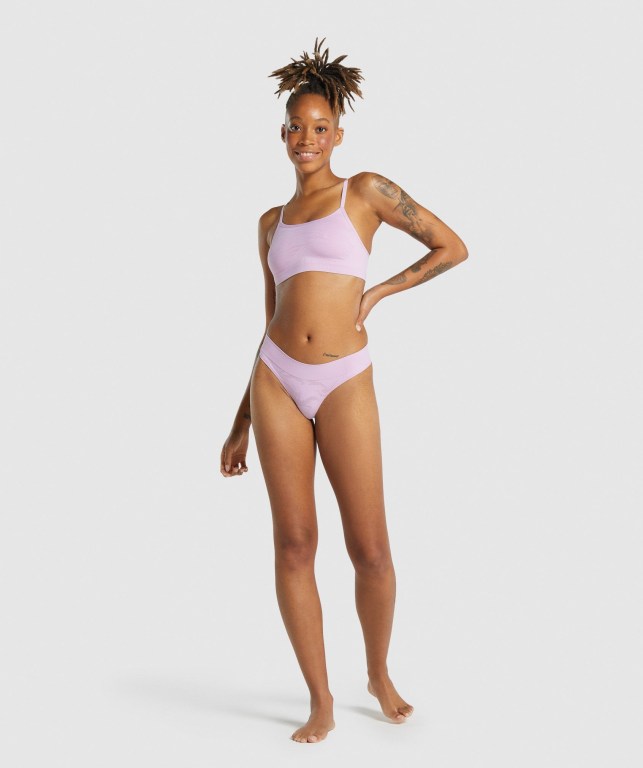 Light Pink Gymshark Seamless Low Rise Thong Women's Underwear | US-39MPTIK