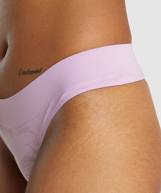 Light Pink Gymshark Seamless Low Rise Thong Women's Underwear | US-39MPTIK