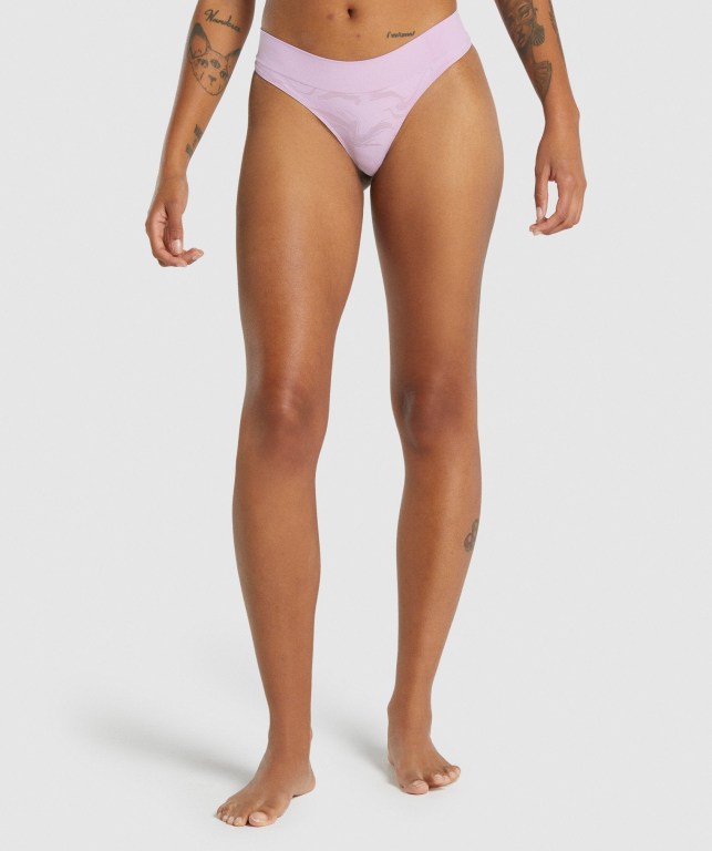 Light Pink Gymshark Seamless Low Rise Thong Women\'s Underwear | US-39MPTIK