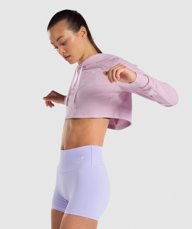 Light Pink Gymshark Training Cropped Women's Hoodies | US-75ENIDR