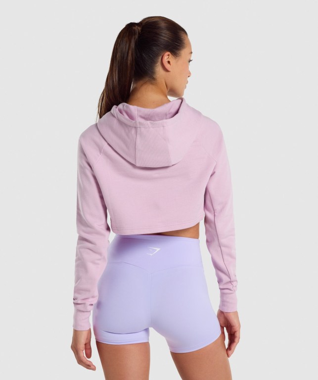 Light Pink Gymshark Training Cropped Women's Hoodies | US-75ENIDR