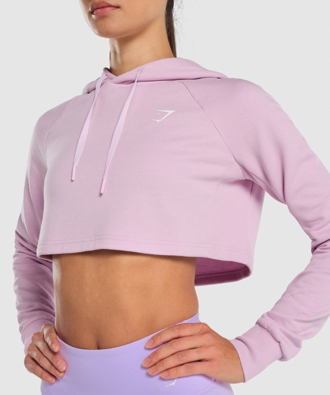 Light Pink Gymshark Training Cropped Women's Hoodies | US-75ENIDR