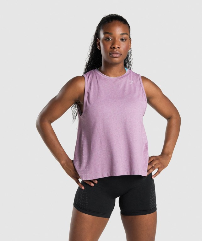 Light Purple Gymshark Apex Seamless Open Back Women's Tank Tops | US-24NXSWU