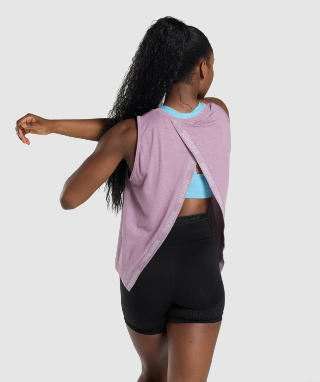 Light Purple Gymshark Apex Seamless Open Back Women's Tank Tops | US-24NXSWU