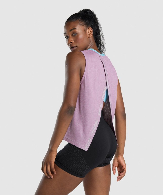 Light Purple Gymshark Apex Seamless Open Back Women\'s Tank Tops | US-24NXSWU