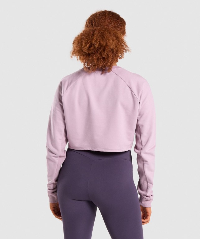 Light Purple Gymshark Training Cropped Sweater Women's Hoodies | US-31SBULO