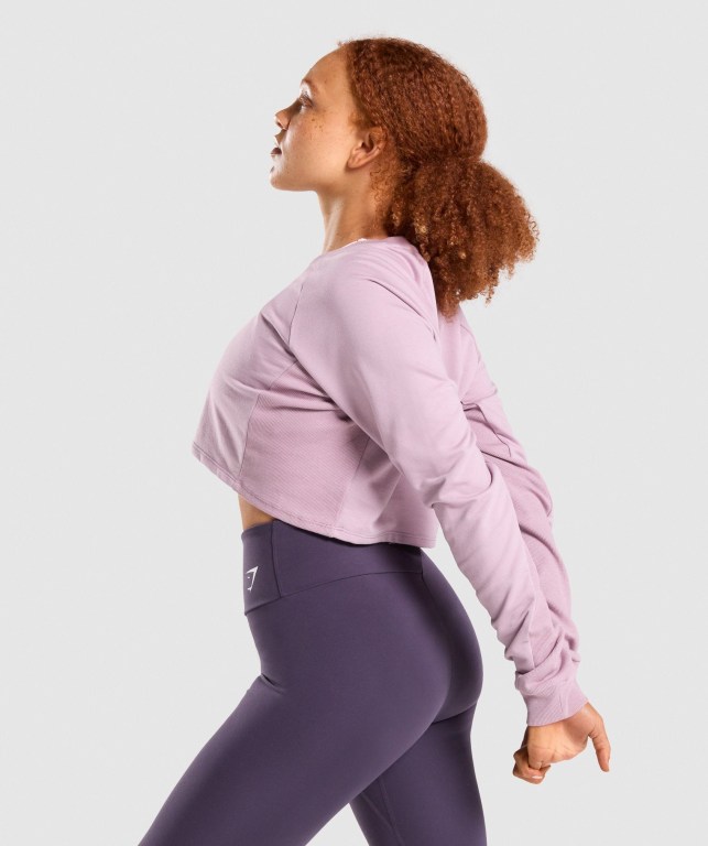 Light Purple Gymshark Training Cropped Sweater Women's Hoodies | US-31SBULO