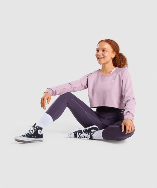 Light Purple Gymshark Training Cropped Sweater Women's Hoodies | US-31SBULO