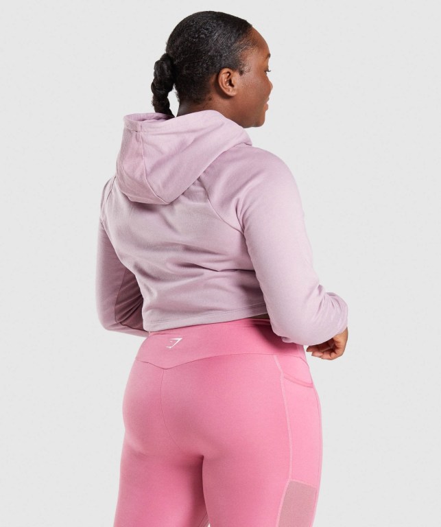 Light Purple Gymshark Training Cropped Women's Hoodies | US-41UELXA