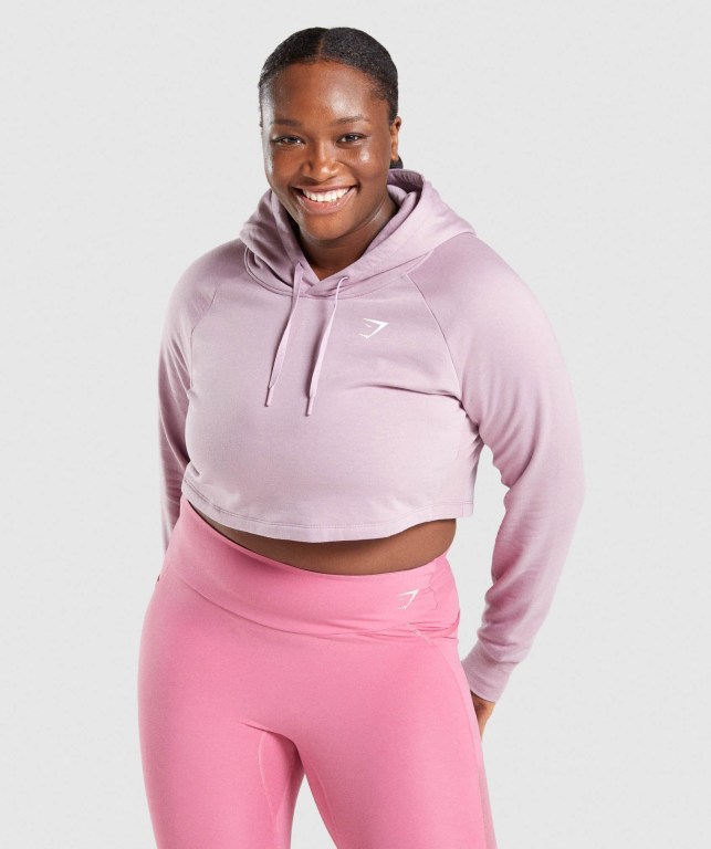 Light Purple Gymshark Training Cropped Women\'s Hoodies | US-41UELXA