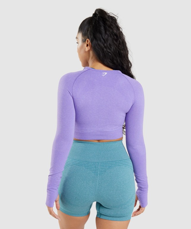 Light Purple Gymshark Vital Seamless 2.0 Crop Top Women's T Shirts | US-03LGPTB