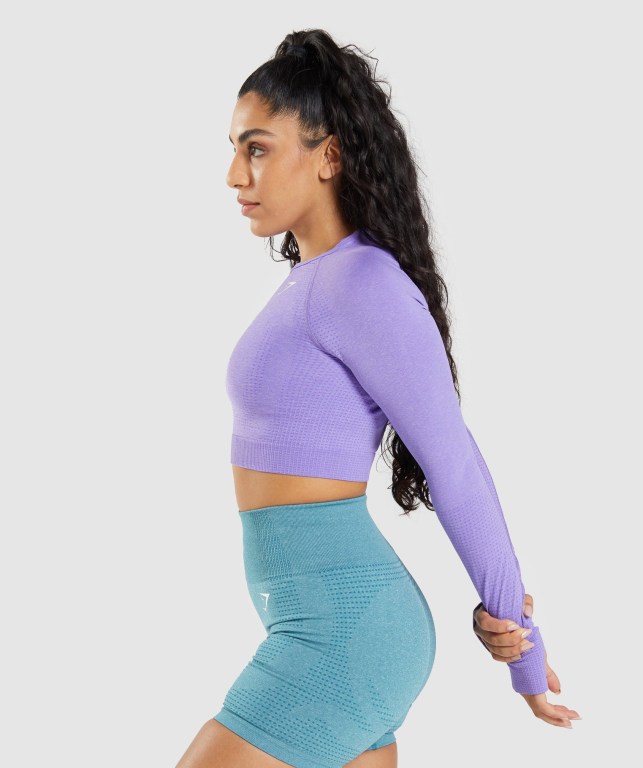 Light Purple Gymshark Vital Seamless 2.0 Crop Top Women's T Shirts | US-03LGPTB