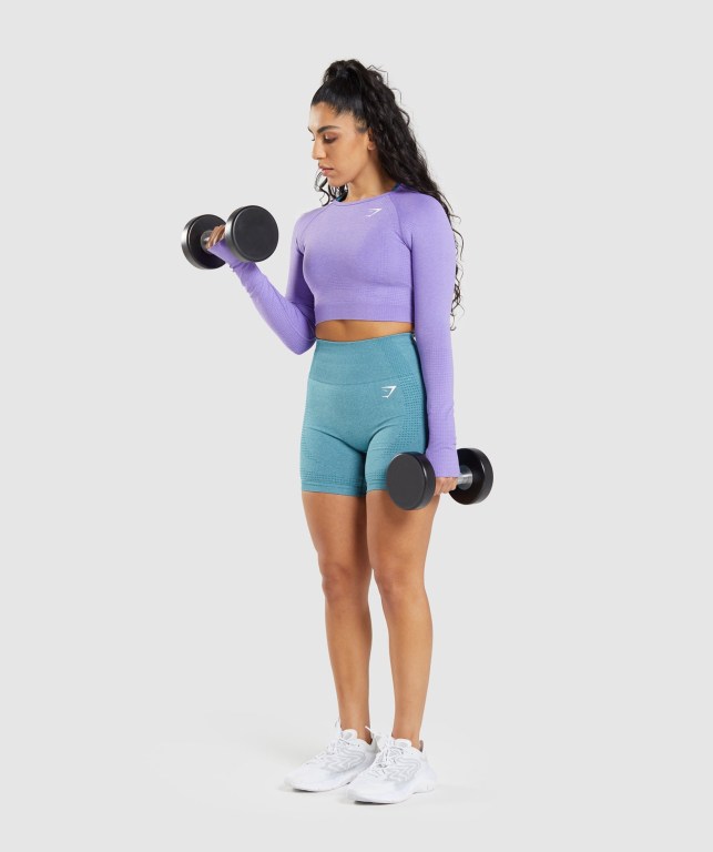 Light Purple Gymshark Vital Seamless 2.0 Crop Top Women's T Shirts | US-03LGPTB