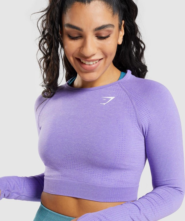 Light Purple Gymshark Vital Seamless 2.0 Crop Top Women's T Shirts | US-03LGPTB