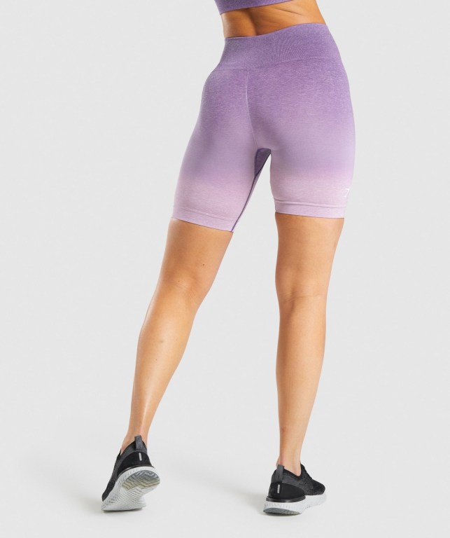 Light Purple / Purple Gymshark Adapt Ombre Seamless Women's Shorts | US-74XVGJZ