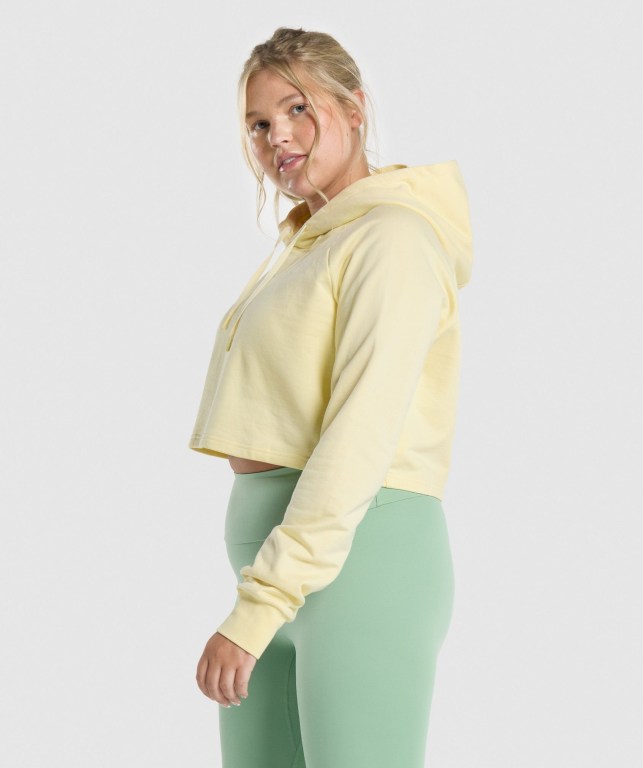 Light Yellow Gymshark Training Cropped Women's Hoodies | US-27XWZYI