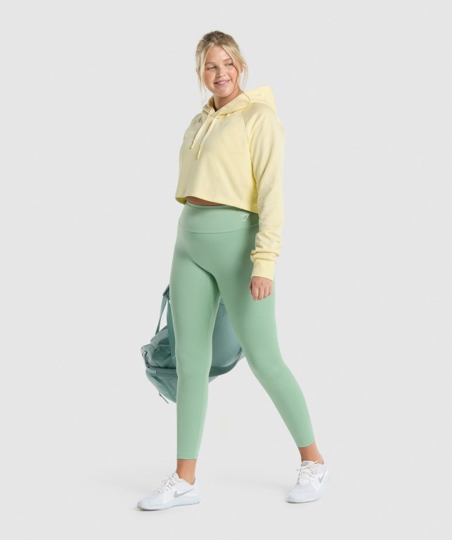 Light Yellow Gymshark Training Cropped Women's Hoodies | US-27XWZYI