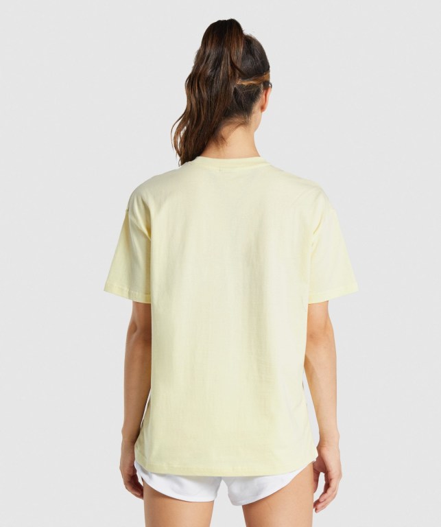 Light Yellow Gymshark Training Oversized Women's T Shirts | US-68YNVJS