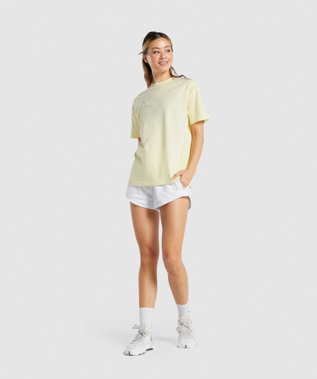 Light Yellow Gymshark Training Oversized Women's T Shirts | US-68YNVJS