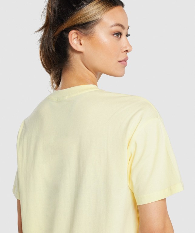 Light Yellow Gymshark Training Oversized Women's T Shirts | US-68YNVJS