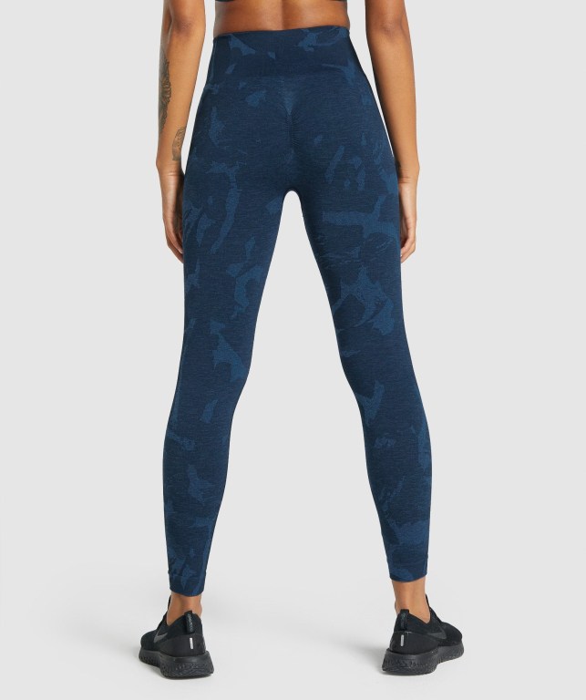 Navy Gymshark Adapt Camo Seamless High Waisted Women's Leggings | US-89LYZEW