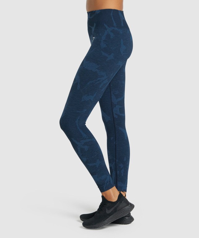 Navy Gymshark Adapt Camo Seamless High Waisted Women's Leggings | US-89LYZEW