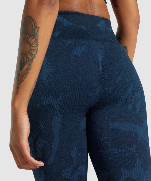 Navy Gymshark Adapt Camo Seamless High Waisted Women's Leggings | US-89LYZEW