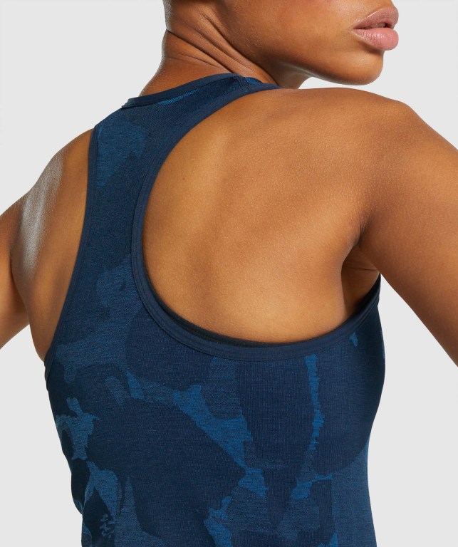 Navy Gymshark Adapt Camo Seamless Women's Tank Tops | US-81TGMZR