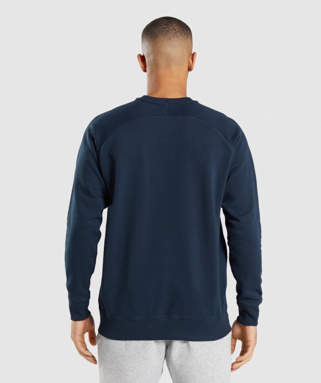 Navy Gymshark Apollo Crew Men's Hoodies | US-12QAZHI