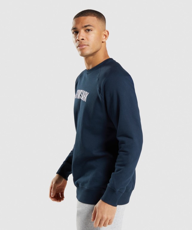 Navy Gymshark Apollo Crew Men's Hoodies | US-12QAZHI