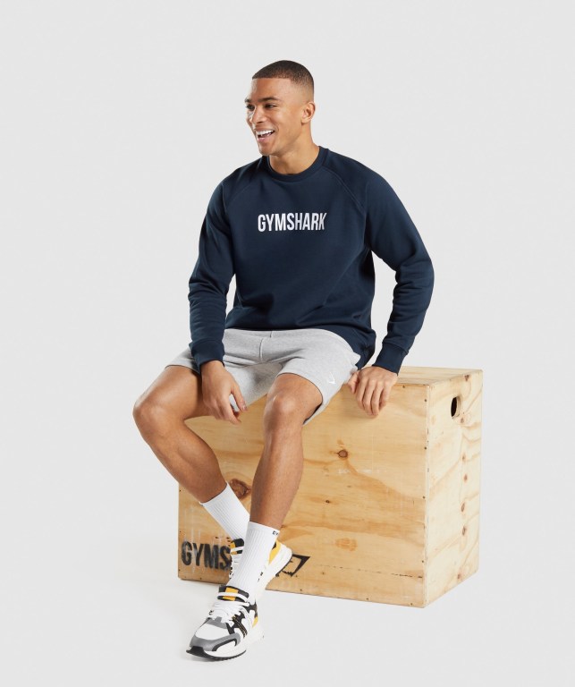 Navy Gymshark Apollo Crew Men's Hoodies | US-12QAZHI