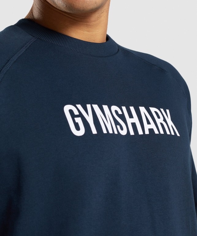 Navy Gymshark Apollo Crew Men's Hoodies | US-12QAZHI