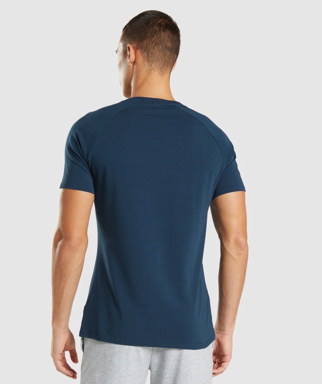 Navy Gymshark Apollo Men's T Shirts | US-02SQUHT