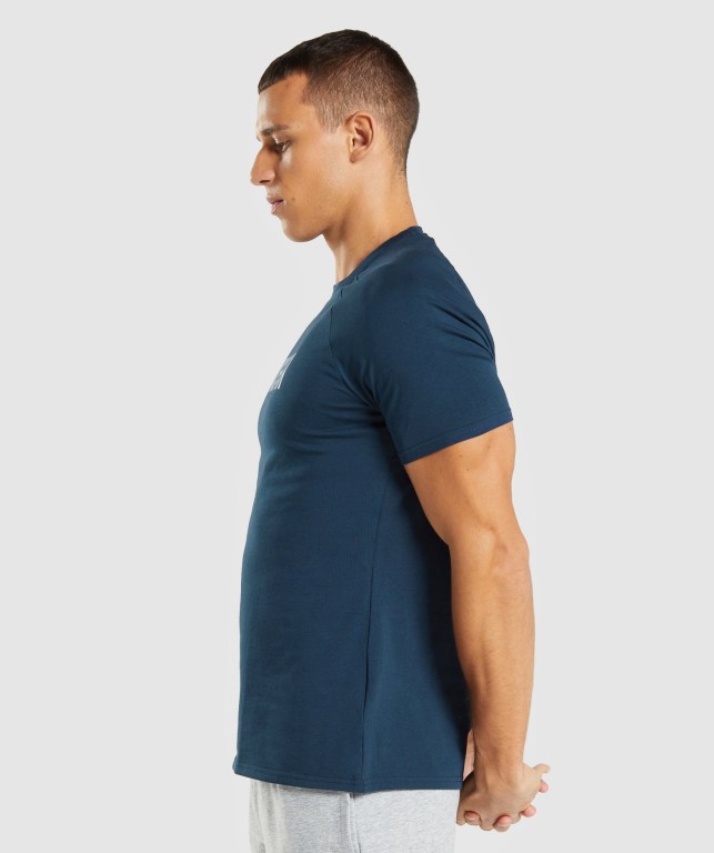 Navy Gymshark Apollo Men's T Shirts | US-02SQUHT