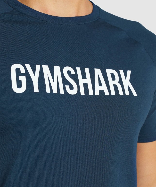 Navy Gymshark Apollo Men's T Shirts | US-02SQUHT