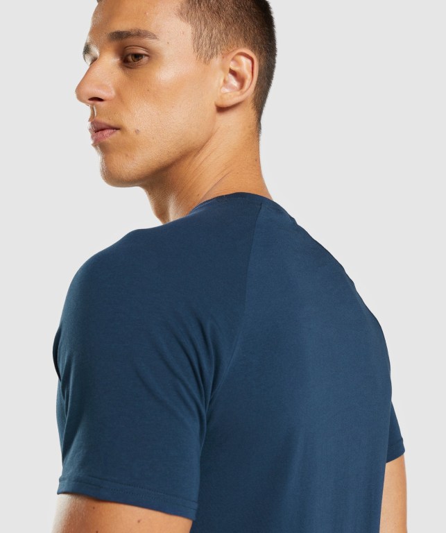 Navy Gymshark Apollo Men's T Shirts | US-02SQUHT