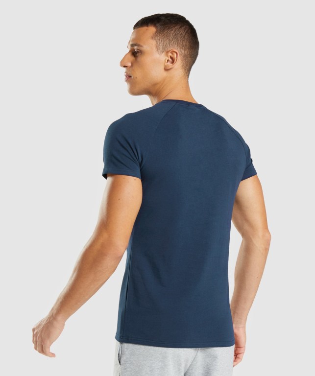 Navy Gymshark Apollo Men's T Shirts | US-62WIMYV