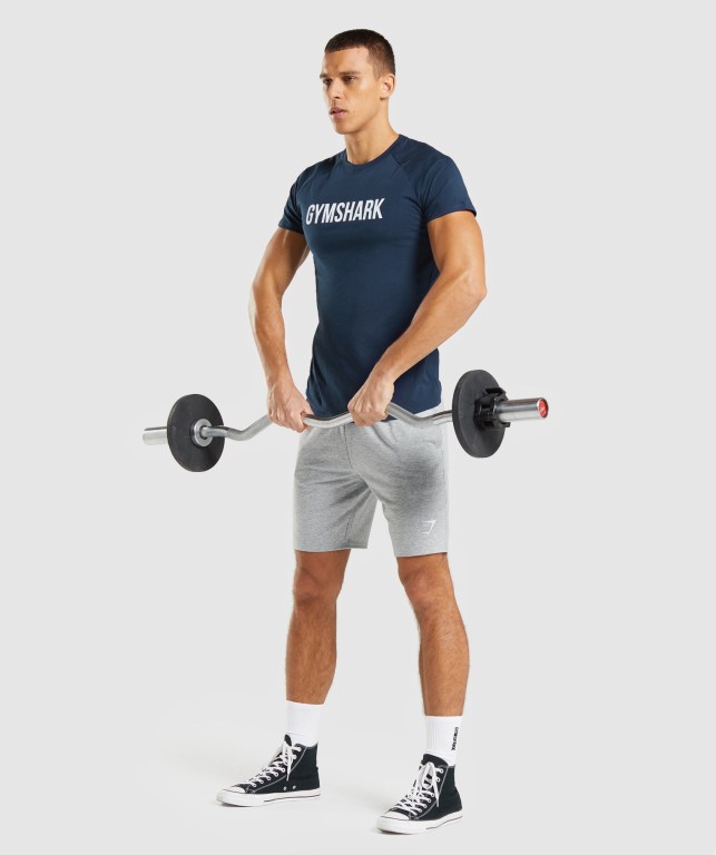 Navy Gymshark Apollo Men's T Shirts | US-62WIMYV