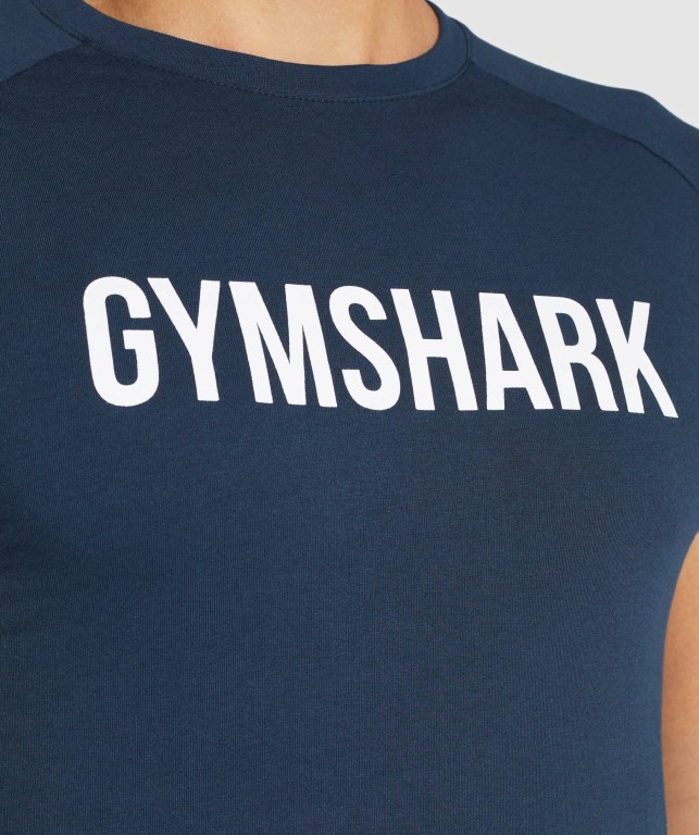 Navy Gymshark Apollo Men's T Shirts | US-62WIMYV